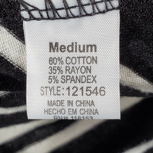 Poof! Striped V-Neck Long Sleeve Top Black White Size Medium - Picture 6 of 8